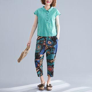 Set : Plain Top + Print Pants
