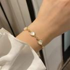 Heart Faux Crystal Alloy Bracelet 1 Pc - Gold - One Size