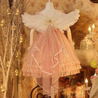 Bow Accent A-line Dress / Wing / Headband / Gloves / Set