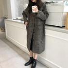 Check Long-sleeve Loose-fit Coat As Figure - One Size