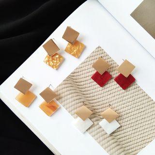 Metal & Acrylic Square Dangle Earring