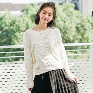 Ribbon Back Cable-knit Sweater