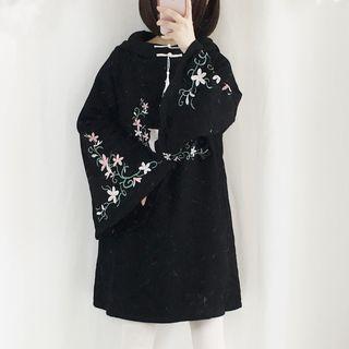 Deer Embroidered Long-sleeve Hoodie Dress