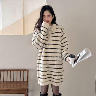 Stripe Boucl  Polo Shirtdress