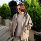 Raglan-sleeve Hooded Woolen Jacket