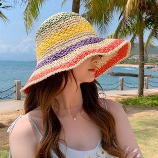 Striped Foldable Straw Sun Hat