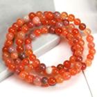 Agate Bead Layered Bracelet Tangerine - 7mm