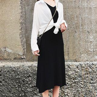 Set: Light Jacket + Sleeveless A-line Midi Dress