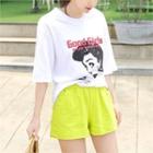 Vintage Print Cutout-back T-shirt