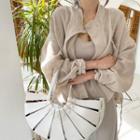 High-neck Linen Zip Jacket
