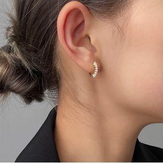 Faux Pearl Hoop Earring 1 Pair - Hoop Earring - Faux Pearl - White - One Size