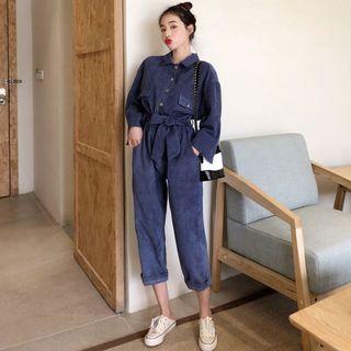 Corduroy Cropped Wide-leg Jumpsuit