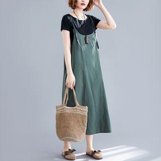 Midi A-line Linen Jumper Dress
