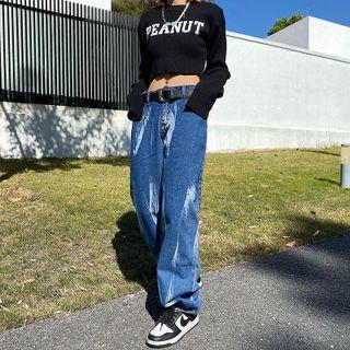 Printed Tapered Jeans