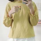 Mock-neck Embroidered Blouse