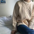 Cable Knit Top Off-white - One Size