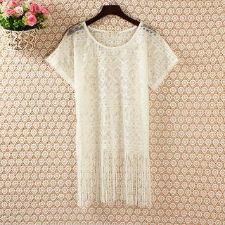 Short-sleeve Fringe Lace Top