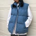 Padded Zip-up Vest Blue - One Size