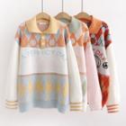 Printed Polo Neck Sweater
