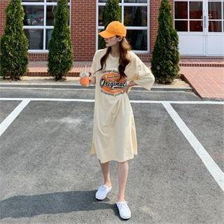 Round-neck Printed T-shirt Long Dress