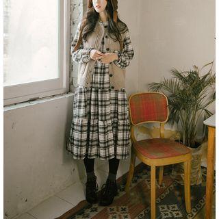 Tiered Long Plaid Dress