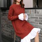 Ruffle-trim Cable-knit Dress