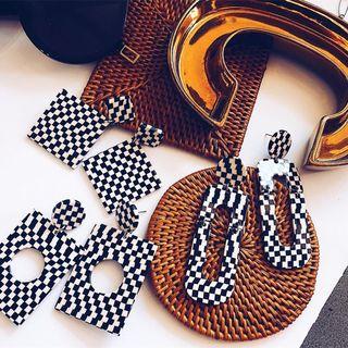 Plaid Geometric Dangle Earring (various Designs)