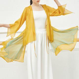 Two-tone Panel Tie-strap Blouse