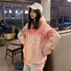 Flower Printed Hoodie Pink - One Size