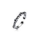 925 Sterling Silver Vintage Open Ring With Black Austrian Element Crystal Silver - One Size