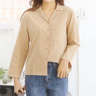 Plain Notched-lapel Shirt