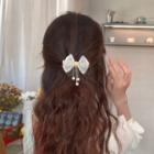Bow Hair Clip 1pc - Gold & White - One Size