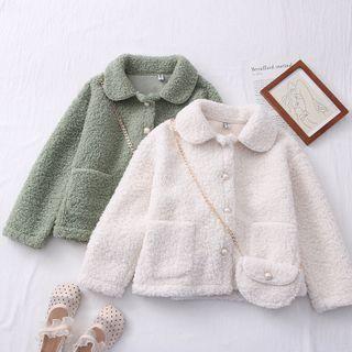 Collared Fleece Jacket With Mini Crossbody Bag In 5 Colors