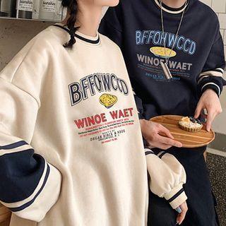 Couple Matching Color Block Long-sleeve Printed Hoodie