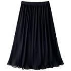 Chiffon Midi A-line Skirt Black - One Size