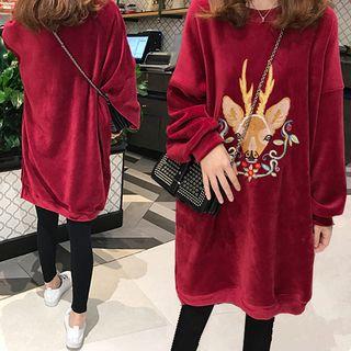 Embroidered Sweatshirt A-line Dress