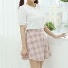 Plaid Mini Flare Skirt