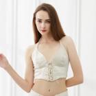 Halter-neck Lace-up Satin Cropped Camisole Top