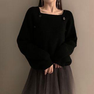 Square Neck Sweater Black - One Size
