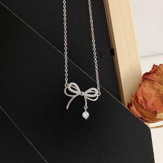 Ribbon Necklace 1 Piece - Necklace - Silver - One Size