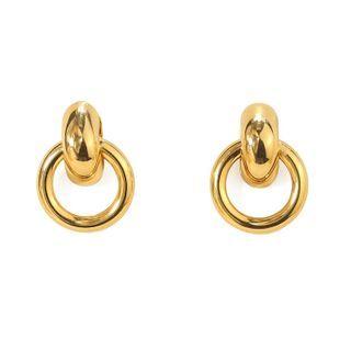 Hoop Alloy Dangle Earring Gold - One Size