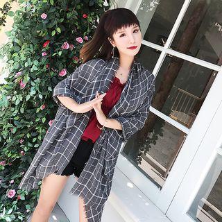 Fray Hem Check Light Scarf