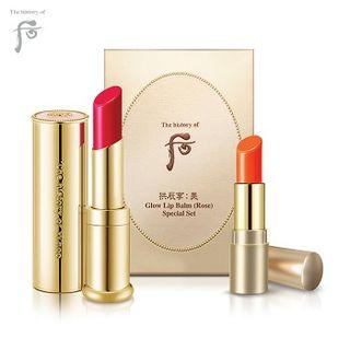 The History Of Whoo - Gongjinhyang Mi Glow Lip Balm #rose Spf10 Special Set: #rose 1pc + #orange Miniature 1pc 2pcs