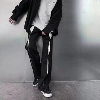 Contrast Color Loose Fit Pants / Straight Leg Pants