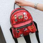 Patch Embroidered Sequined Backpack
