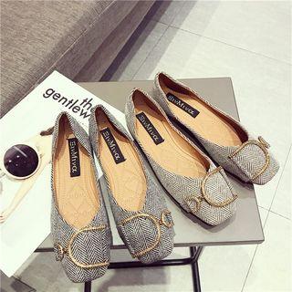 D-buckle Square Toe Flats