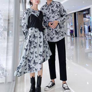 Couple Matching Butterfly Print Shirt / Dress / Pants / Set