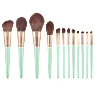 Set Of 12: Makeup Brush T-12-085 - 12 Pcs - Gree - One Size
