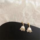 Sterling Silver Flower Drop Earring 1 Pair - Off-white & Gold - One Size