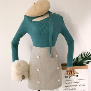 Rib Knit Long-sleeve Top